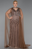 Robe de Soirée Grande Taille Longue Pierreux Cuivre ABU6024