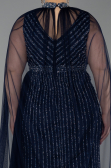 Robe de Soirée Grande Taille Longue Pierreux Bleu Marine ABU6024