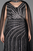 Robe de Soirée Grande Taille Longue Pierreux Noir ABU6024