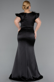 Robe De Soirée Grande Taille Satin Longue Noir ABU5877