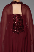 Robe De Soirée Grande Taille Longue Mousseline Rouge Bordeaux ABU5940