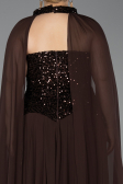Robe De Soirée Grande Taille Longue Mousseline Brun ABU5940