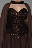 Robe De Soirée Grande Taille Longue Mousseline Brun ABU5940