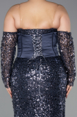 Robe De Soirée Grande Taille Longue Squameuse Anthracite ABU5928