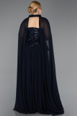 Robe De Soirée Grande Taille Longue Mousseline Bleu Marine ABU5940