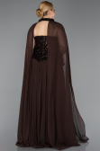 Robe De Soirée Grande Taille Longue Mousseline Brun ABU5940
