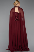 Robe De Soirée Grande Taille Longue Mousseline Rouge Bordeaux ABU5940