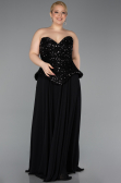 Robe De Soirée Grande Taille Longue Mousseline Noir ABU5940