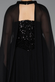 Robe De Soirée Grande Taille Longue Mousseline Noir ABU5940