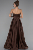 Robe De Soirée Satin Longue Brun ABU5105