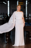Robe de Soirée Grande Taille Longue Mousseline Blanc ABU5419