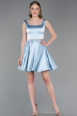 Robe de Cérémonie Courte Satin Bleu clair ABK2606
