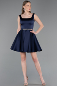 Robe de Cérémonie Courte Satin Bleu Marine ABK2606