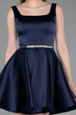 Robe de Cérémonie Courte Satin Bleu Marine ABK2606