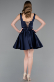 Robe de Cérémonie Courte Satin Bleu Marine ABK2606