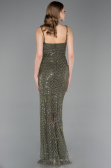 Robe de Soirée Longue Squameuse Kaki ABU6039