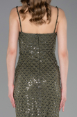 Robe de Soirée Longue Squameuse Kaki ABU6039