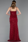 Robe de Soirée Longue Dantelle Rouge Bordeaux ABU6040