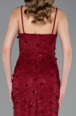 Robe de Soirée Longue Dantelle Rouge Bordeaux ABU6040