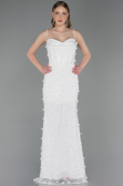 Robe de Soirée Longue Dantelle Blanc ABU6040
