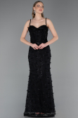 Robe de Soirée Longue Dantelle Noir ABU6040