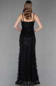 Robe de Soirée Longue Dantelle Noir ABU6040