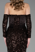 Robe de Soirée Longue Squameuse Brun ABU6041