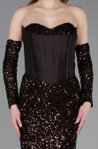 Robe de Soirée Longue Squameuse Brun ABU6041