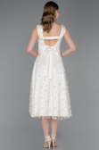 Robe de Soirée Midi Squameuse Blanc ABK2602