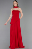 Robe de Soirée Longue Mousseline Rouge ABU6042