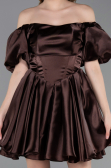 Robe de Cérémonie Courte Satin Brun ABK2605