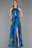 Robe de Soirée Longue Bleu Saxe ABU6048