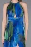 Robe de Soirée Longue Bleu Saxe ABU6048