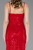 Robe de Soirée Longue Squameuse Rouge ABU6039