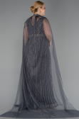 Robe de Soirée Grande Taille Longue Pierreux Anthracite ABU6024