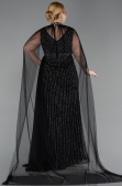 Robe de Soirée Grande Taille Longue Pierreux Noir ABU6024