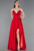 Robe de Soirée Longue Satin Rouge ABU6049