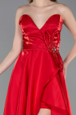 Robe de Soirée Longue Satin Rouge ABU6049