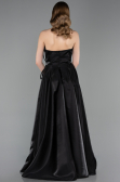 Robe de Soirée Longue Satin Noir ABU6049