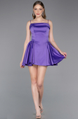 Robe de Cérémonie Courte Satin Lilas ABK2608