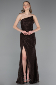 Robe de Soirée Longue Dantelle Brun ABU6050