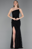 Robe de Soirée Longue Dantelle Noir ABU6050