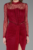 Robe De Soirée Dantelle Longue Rouge Bordeaux ABU5736