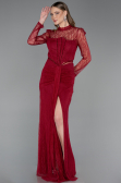 Robe De Soirée Dantelle Longue Rouge Bordeaux ABU5736