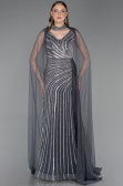 Robe de Soirée Longue Pierreux Anthracite ABU6052