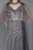 Robe de Soirée Longue Pierreux Anthracite ABU6052