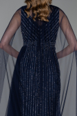 Robe de Soirée Longue Pierreux Bleu Marine ABU6052