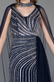 Robe de Soirée Longue Pierreux Bleu Marine ABU6052