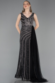 Robe de Soirée Longue Pierreux Noir ABU6052