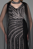 Robe de Soirée Longue Pierreux Noir ABU6052